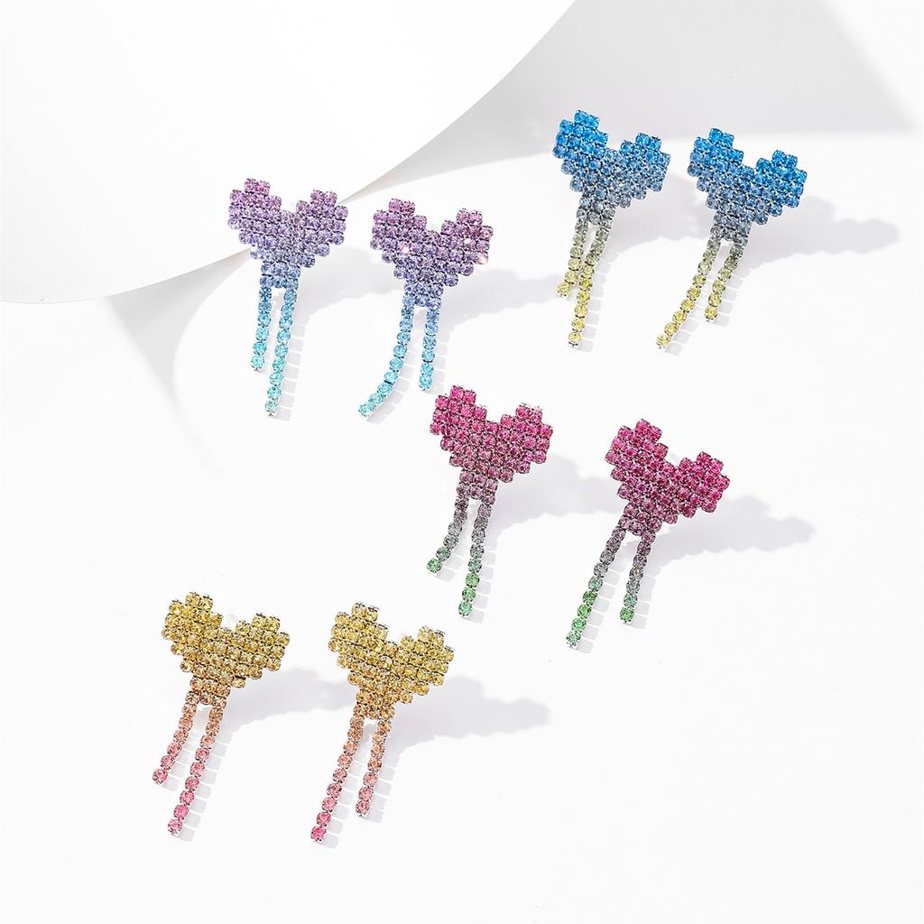 Fashion Love Full of Diamond Earrings Light Luxury Temperament Silver Needle Earrings