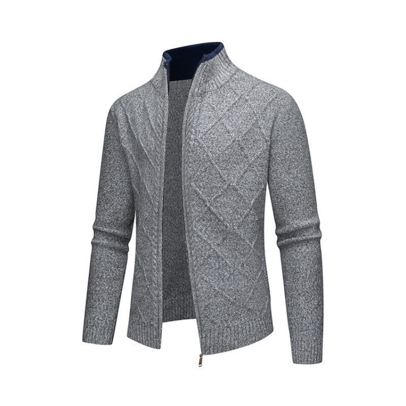 Men's Autumn Winter Knitting Sweatercoat Stand Collar Cardigans Warm Fashion Knitted Coat Male Sweater Jacket Loose Outwear Man