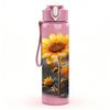 1PC Sunflower Dark Background Art Print 750ml Color Plastic Sports Water Bottle Leakproof Flip Straw Lid Suitable for Sports Office Home Use
