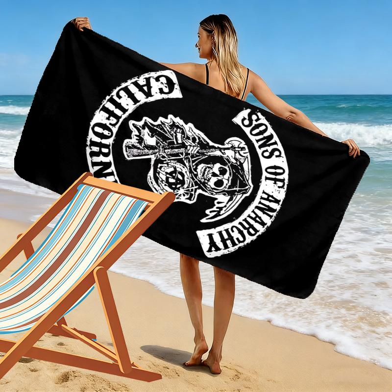 Sons Anarchy: Brotherhood Rebellion Beach Towel Soft Portable for Travel Seaside Outdoor Pool Towel Absorbent Bath Towel Fashion