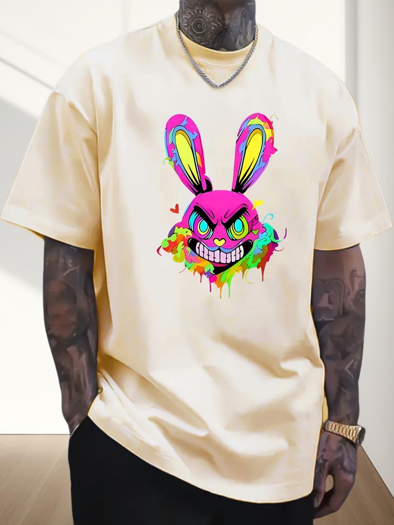 Men's Heavy 220g Round Neck Short Sleeve T-shirt, Casual T-shirt, Fashion Comfortable Breathable Light Summer Top