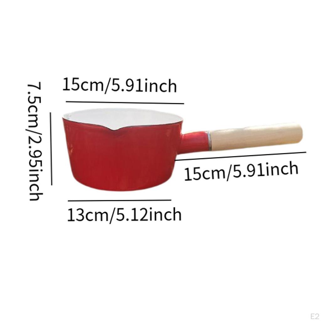 Enamel Milk Pot Butter Warmer Flat Non Stick Chocolate Melt Pan with Scale Multifunctional 1L