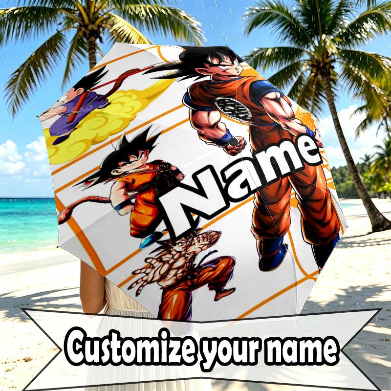 Custom Name Personalized Anime Print Umbrella, Auto Open Close, 8‑Rib Sturdy Frame, Commute Camping Hiking Use, Birthday Gift