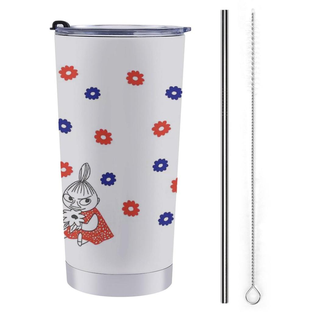 Little My Mug with Straw & Straw Brush, 600ml Coffee Cup, Stainless Steel Tumbler, Insulated, Hot & Cold, Carry-on, Large Capacity, Direct Drinking,