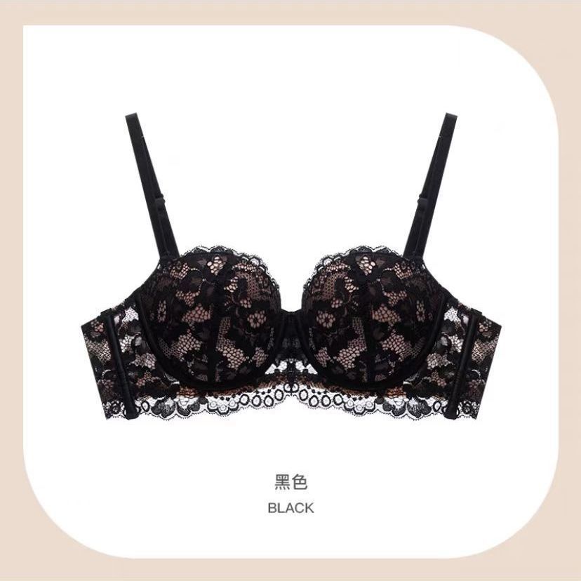 French Lace Embroidered Sexy Underwear Women's Small Breasts Gather and Top Support, Secondary Breasts, Anti-sagging Bra Cover Set