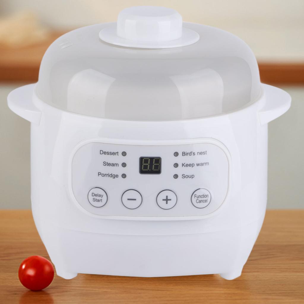Electric Stew Pot 1L 200W Ceramic Liner Versatile Electric Stew Cooker for Porridge Rice Soup US