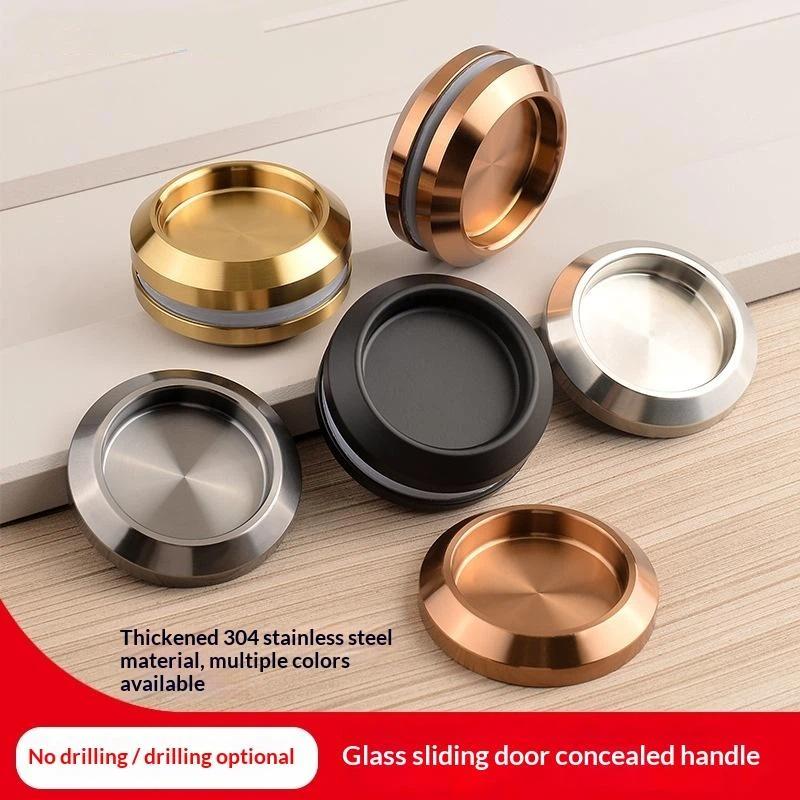 Multifunctional Stainless Steel Invisible Door Handle Concealed Sliding Cupboard Handles Embedded Furniture Handles Glass Doors