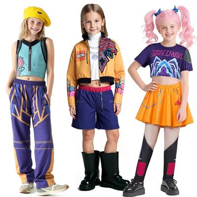 KPop Movie Demon Hunters Same Style Girls Clothing 2-12Years Children Halloween Cosplay Party Masquerade Zoey Rumi Mira Costume