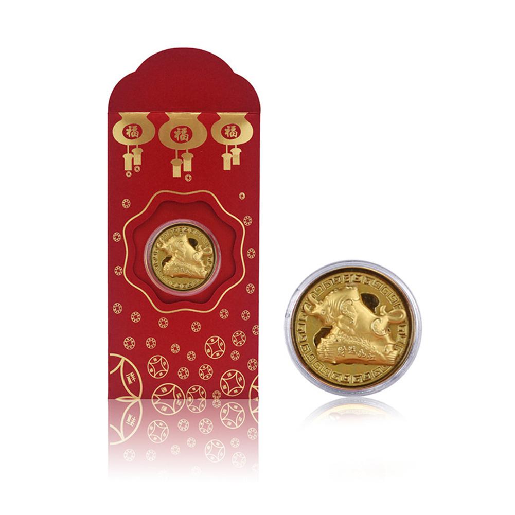 2021 Gold Coin Red Envelope Gold Foil Commemorative Coin Gold Red Packet