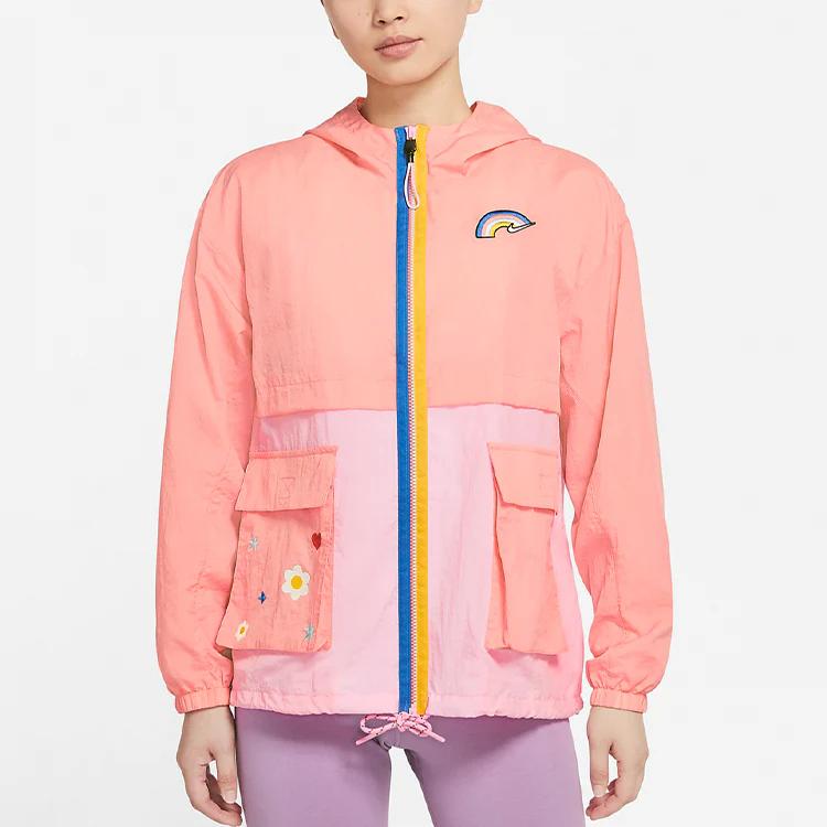 Nike Sportswear Icon Clash Embroidered Lightweight Woven Hooded Jacket Women Jackets Rave-Pink DJ5375-641