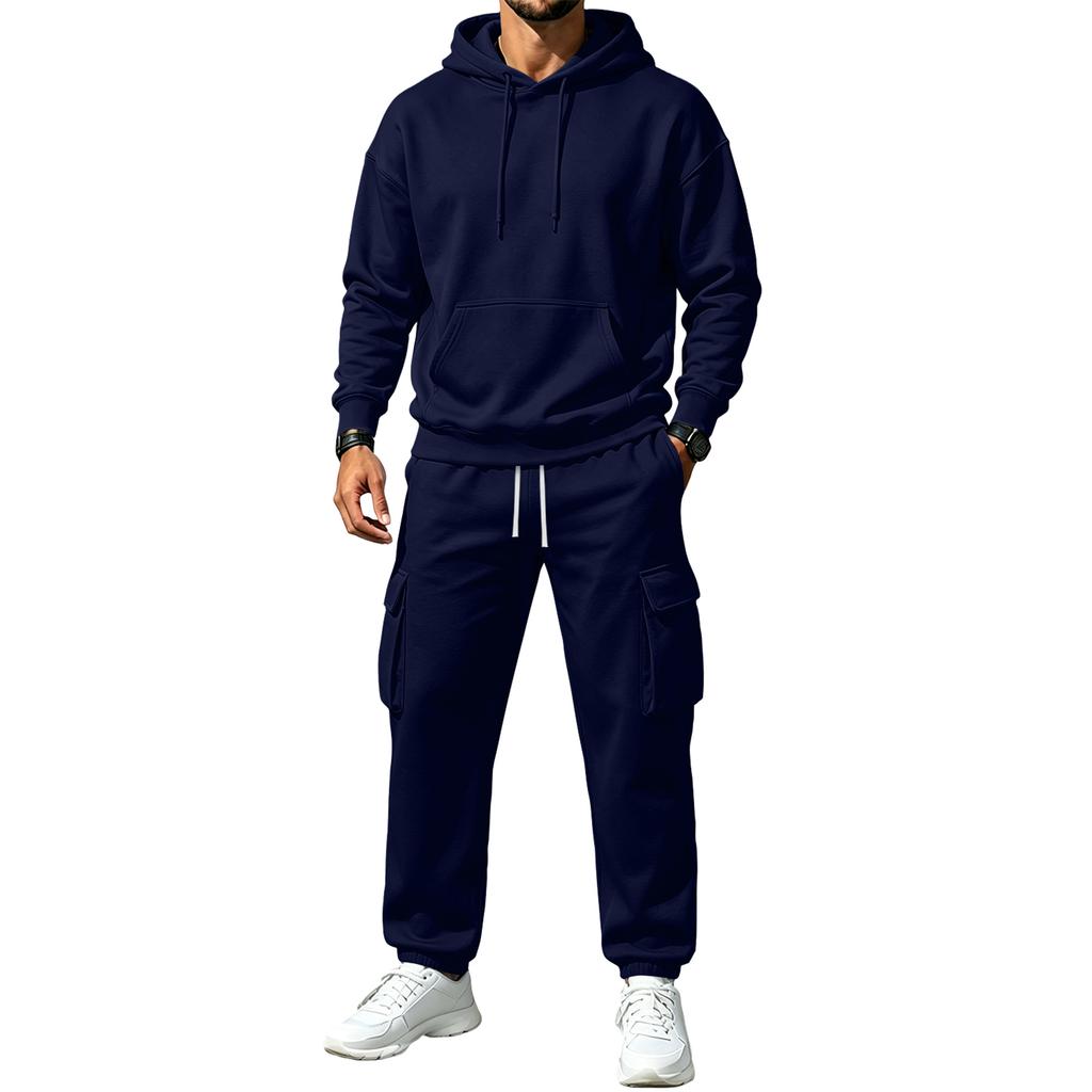Winter Hooded Sweatshirt and Sweatpants Set for Men Women Casual Matching Outfit