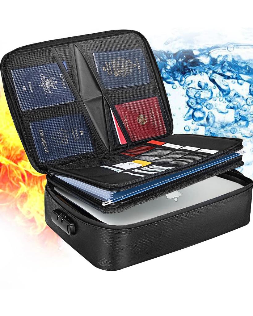 GoldenRiver Fireproof Fireproof Handheld Fireproof Locked Large Valuables Fireproof Password Important Documents Disaster Classification Bag, Case,