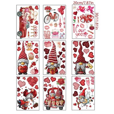 9 Sheets 85pcs Cartoon Wall Window Stickers Valentine's Day PVC Window Stickers For New Year Merry Christmas Decoration