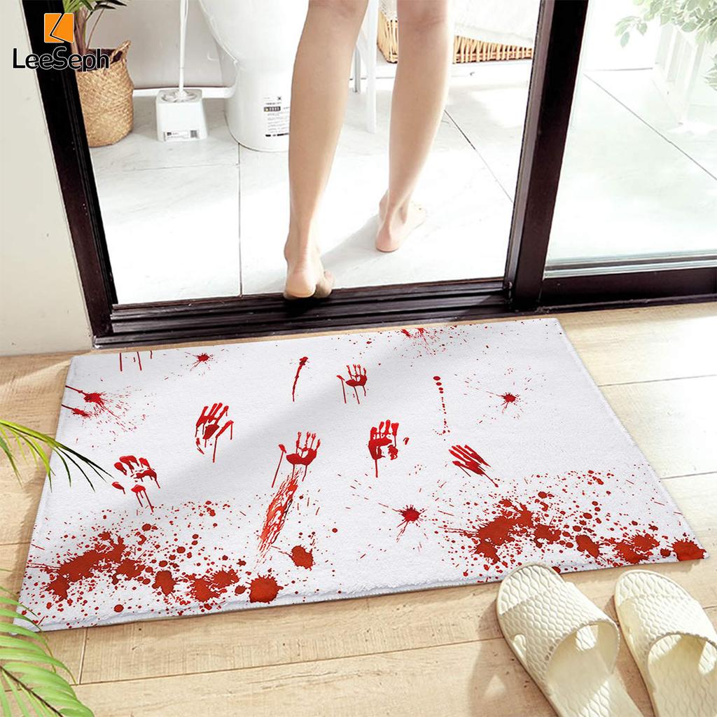 Leeseph Halloween Horror Bloody Outdoor Doormat Rug, Halloween Decoration Floor Door Mat for Bathroom, Home Entry, Yard, Patio
