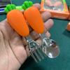 1pc-Carrot Shaped 304 Stainless Steel with Cute Carrot Shaped Fork, Reusable Tableware