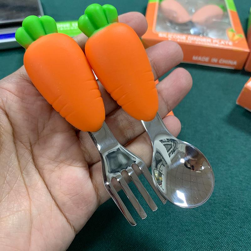 1pc-Carrot Shaped 304 Stainless Steel with Cute Carrot Shaped Fork, Reusable Tableware