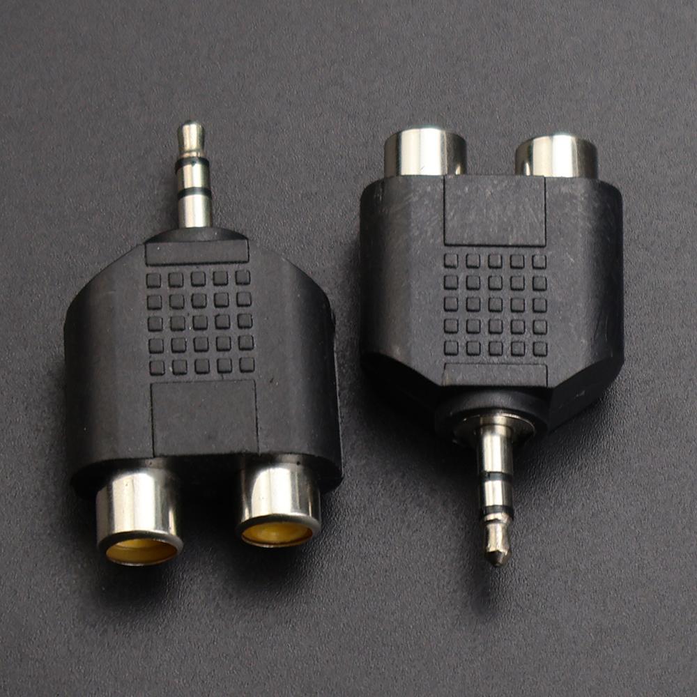 

JCD 2pc 3-pole 3.5mm dual channel jack stereo male pair 2 RCA plug female adapter Y splitter RCA audio adapter connector