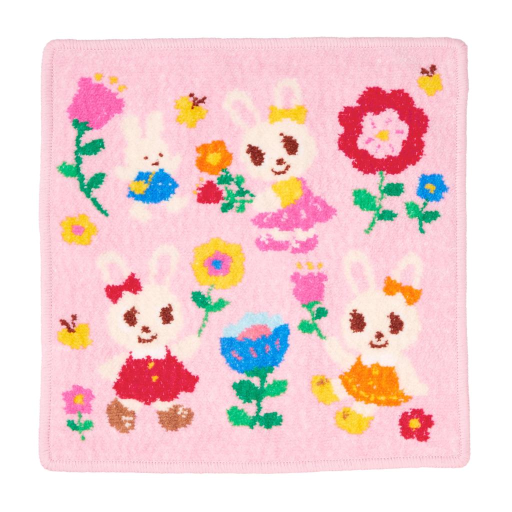 MIKIHOUSE 13-8101-143 Chenille Hand Towel 25 X Cm Bear Rabbit Pucchi Usako Pattern Pink Soft Cotton Baby Kids Boys Girls Gift