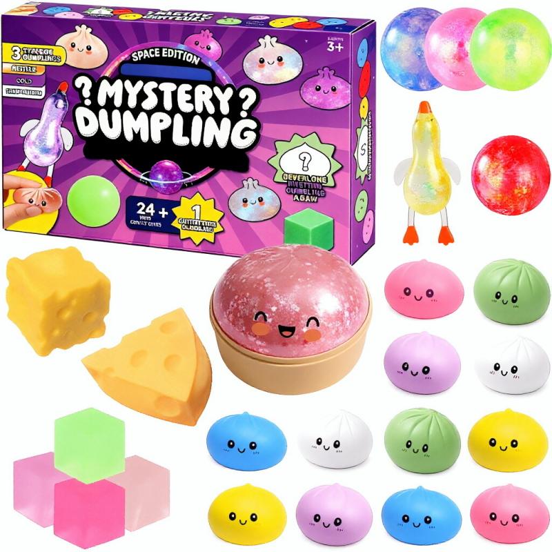 Kawaii Ravioli Giocattoli Morbidi Calendario dell'Avvento Ravioli a Lenta Risalita Sollievo dallo Stress Set Sensoriale Scatola a Sorpresa Decorazione da Scrivania Regali di Natale