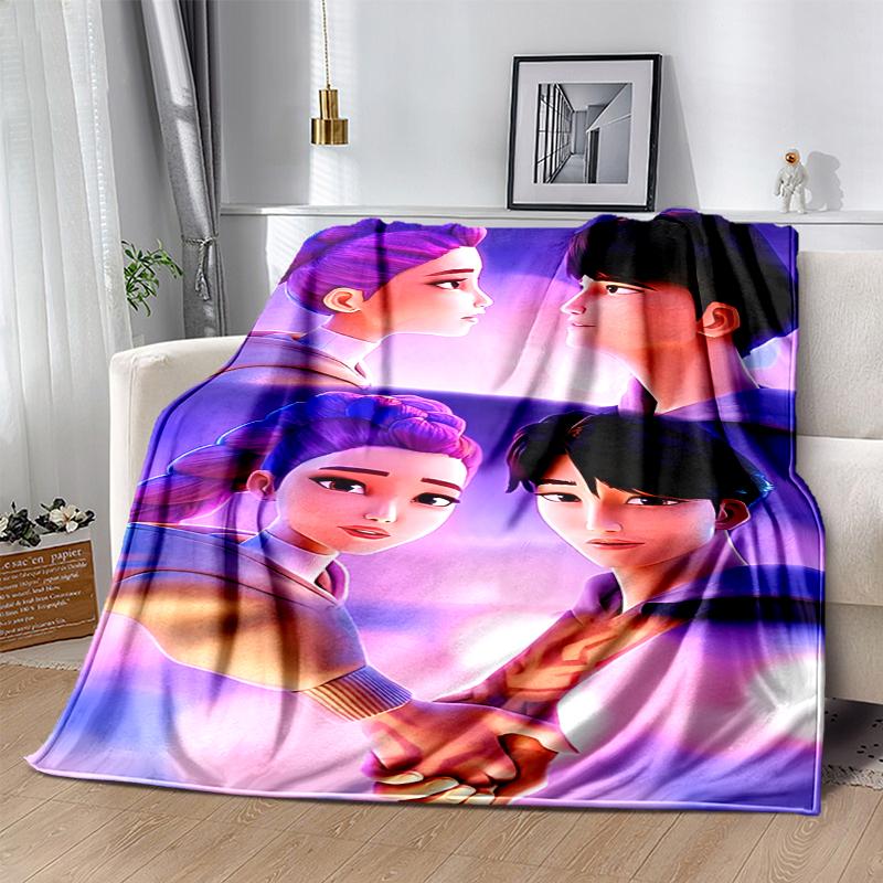 KPOP Hunter Flannel Blanket Soft Warm All-Season Throw, Design for Camping, Car Travel, Hiking Sofa, Bed, Office Perfect Gift for Parties