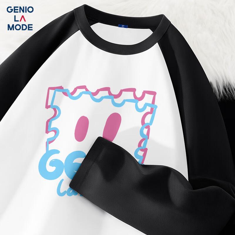 GENIOLAMODE Men s Printed Heavyweight Cotton Long-Sleeve T-Shirt L