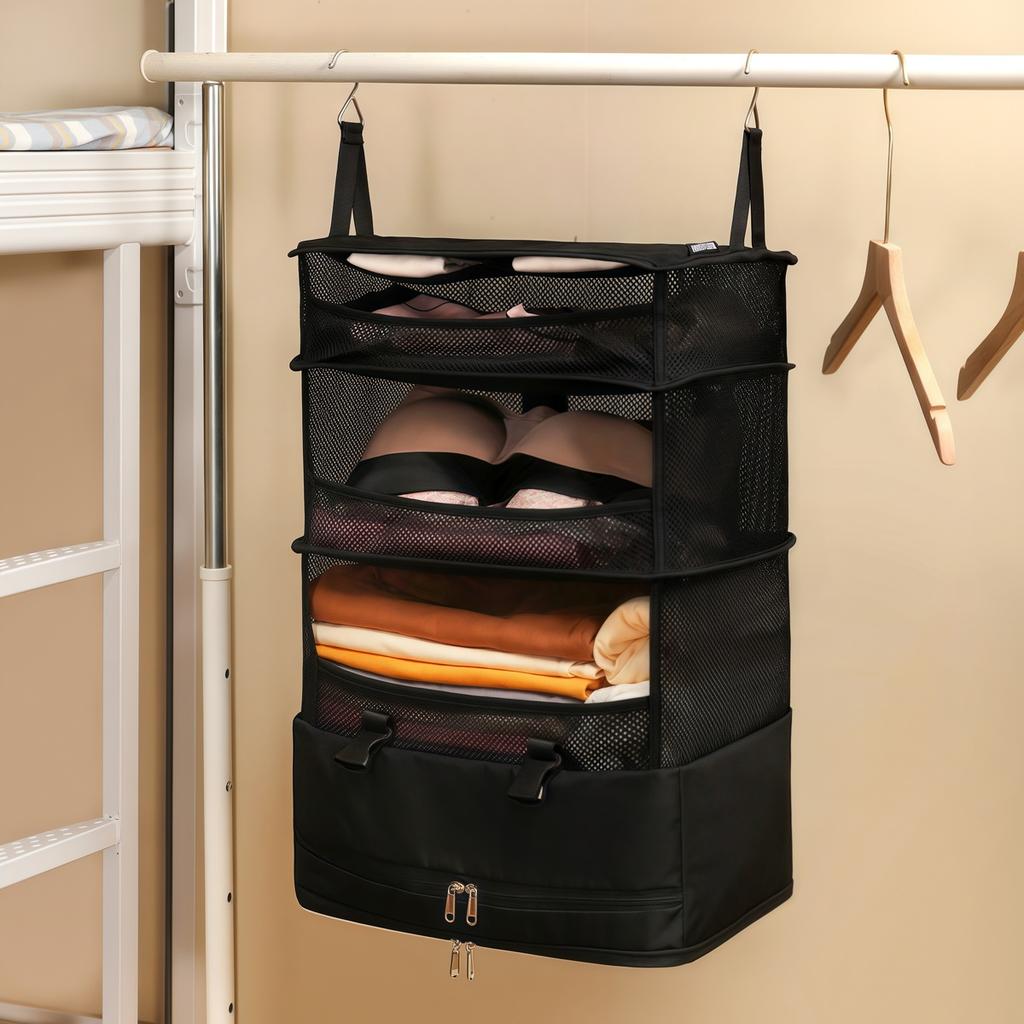 1pc Multifunctional Three-layer Hanging Travel Storage Bag Household Supplies Clothing Organizer Closet Organizer
