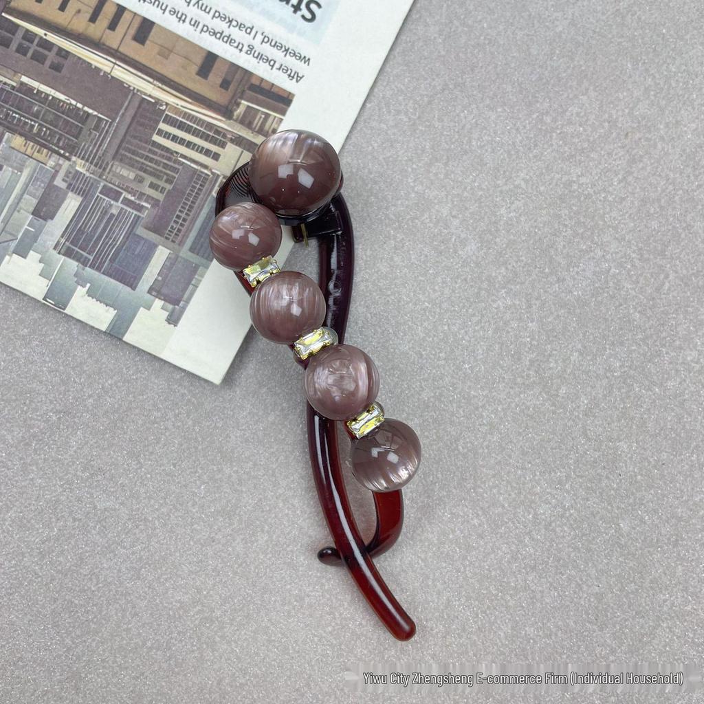 Elegant Five-Petal Flower Pearl Bead Hair Clip