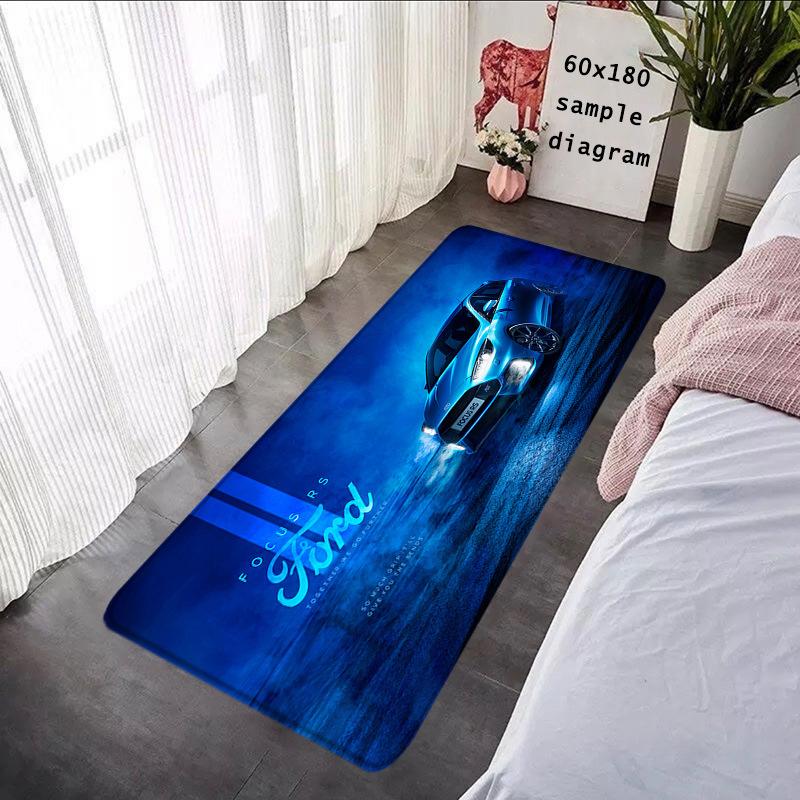 Sports Car Design Carpet Mat Rug - Green/Blue Racing Vehicle Pattern Home Decoration for Living Room Bedroom Non-Slip Floor Mat