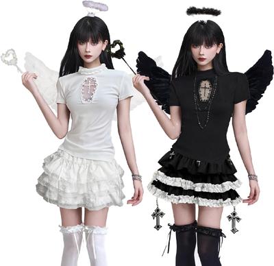 Qichenk Halloween Cosplay Angel Devil Wings Dress for Plus Matching Costumes for Costume School and Other Occasions Adults, Cute, Size, Twins, Events,