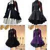 Medieval Renaissance Gothic Dress With Ruffled Collar For Cosplay And Fantasy Role Play