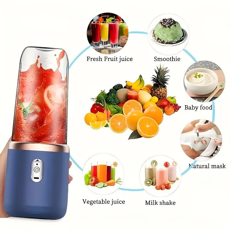 Individual USB Rechargeable Blender, Portable Fruit And Vegetable Juicer Cup with 6 Blades And Travel Lid, Handheld Blender for Travel, Gym