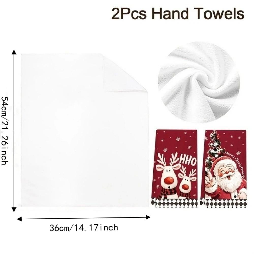 2pcs Santa Claus Xmas Hand Towels Reindeer Dish Towels Navidad Natal Cleaning Cloth Kitchen Decor