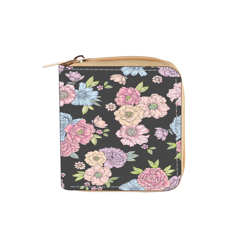 New Small Floral Short Zipper Small Wallet Wallet Change Card Bag Flower Ticket Holder