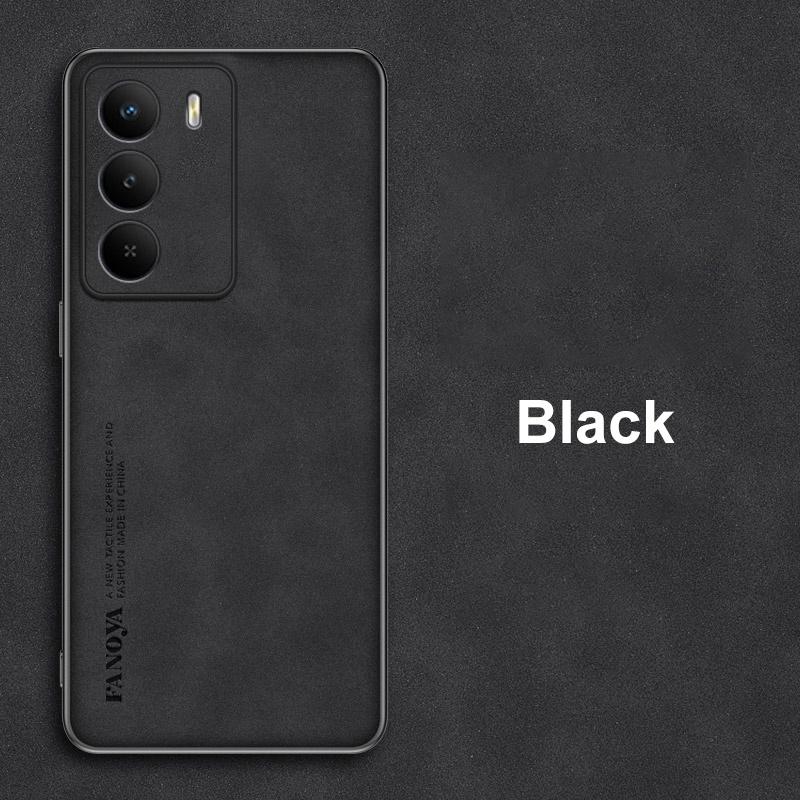 

For Realme 14X Case Luxury PU Leather Phone Case For Realme14X 5G Back Cover Matte Silicone Shockproof Full Protection Coque For Realme 14X чёрный