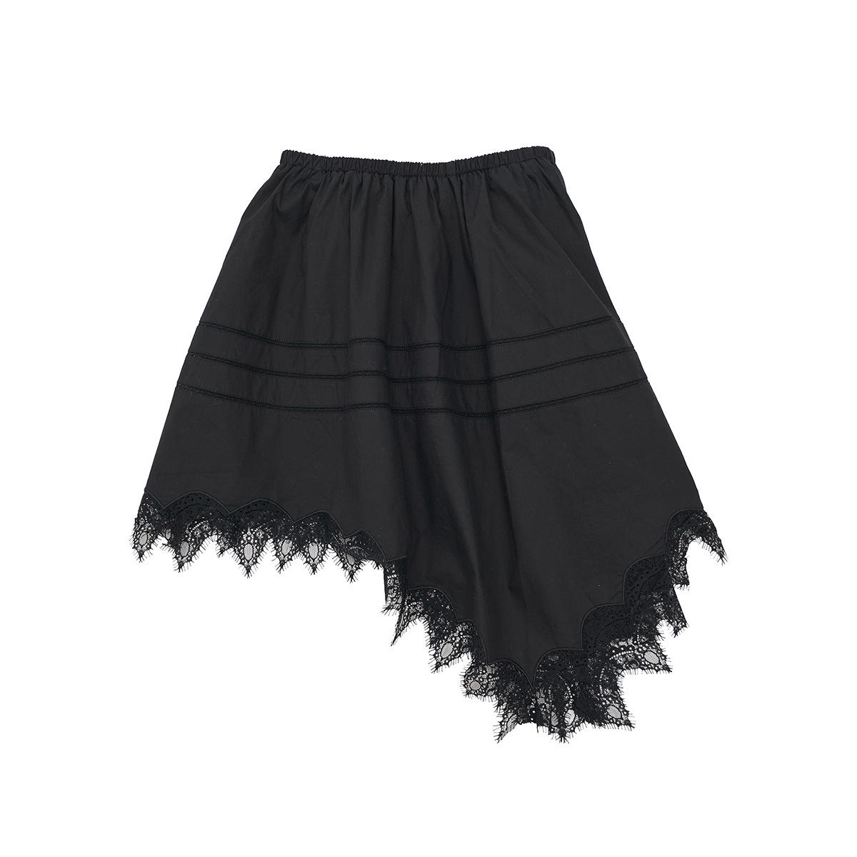 

Dai He Spring Casual Lace Patchwork Solid Irregular Skirt for Women H60088 Medium чорний