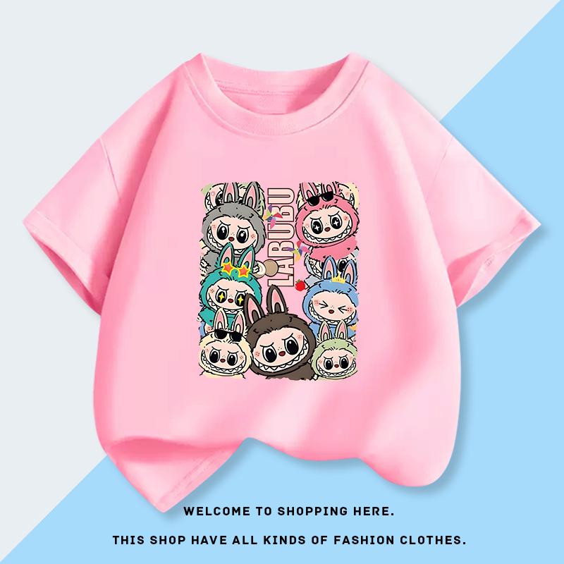 Labubu 3d Print Short-sleeved Children's T-shirt Fashionable Summer Clothes for Babies Half-sleeved Top for Big Kids