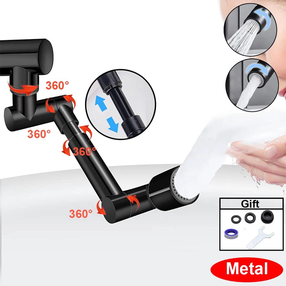 

Metal 1440° Rotattion Kitchen Faucet Extender 2 Modes Universal Tap Bubbler Nozzle Sprayer Bathroom Tap Kitchen Faucet Extension чёрный