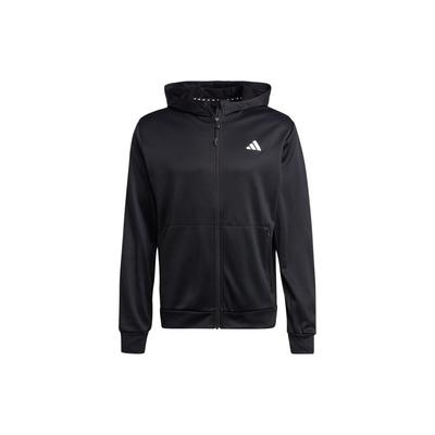 adidas Logo Print Zip-Up Hoodie Men Hoodies Black IJ9618