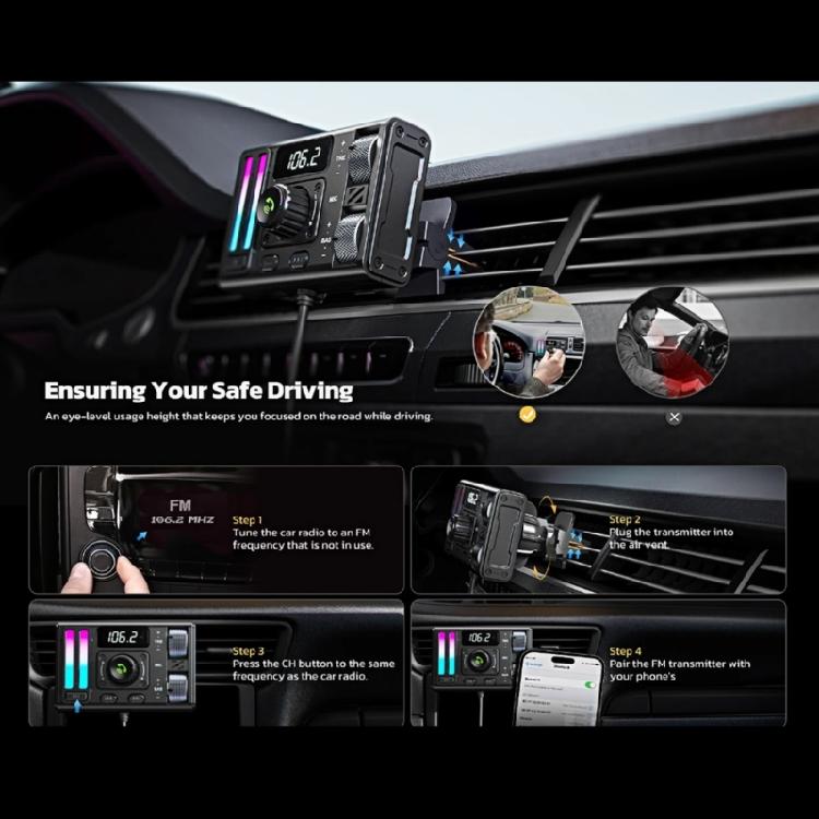 Bluetooth-compatible FM Transmitter Handsfree Car Radio Modulator MP3 Player With PD20W USB Quick Charge
