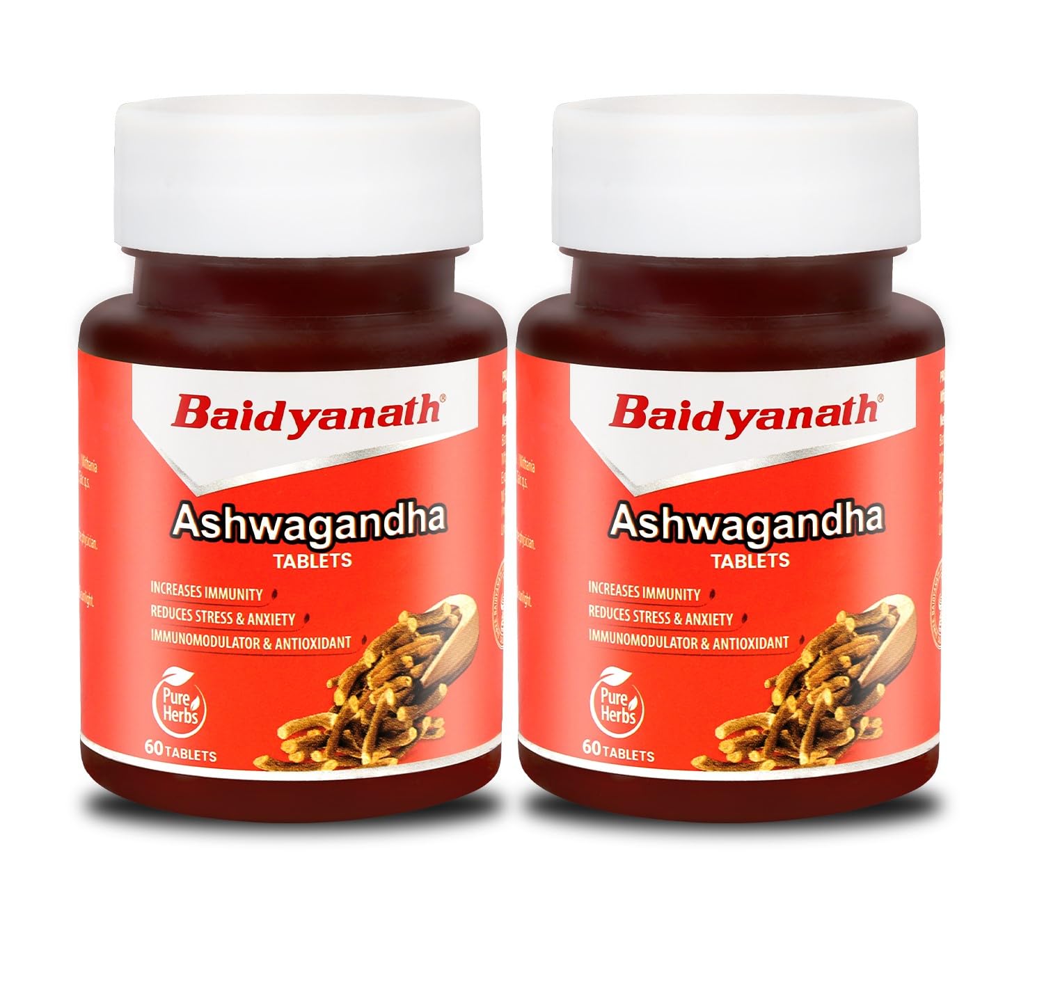 

Baidyanath Ashwagandha Tablets 60 Tabs X Pack of 2 | Boost Vitality, Energy, Stress Relief & General Wellness Support