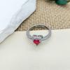 Ring Color Love Zircon Diamond Ring Women's Premium Sense Opening Adjustable Heart Shape Fashion Versatile Non-Fading Accessories