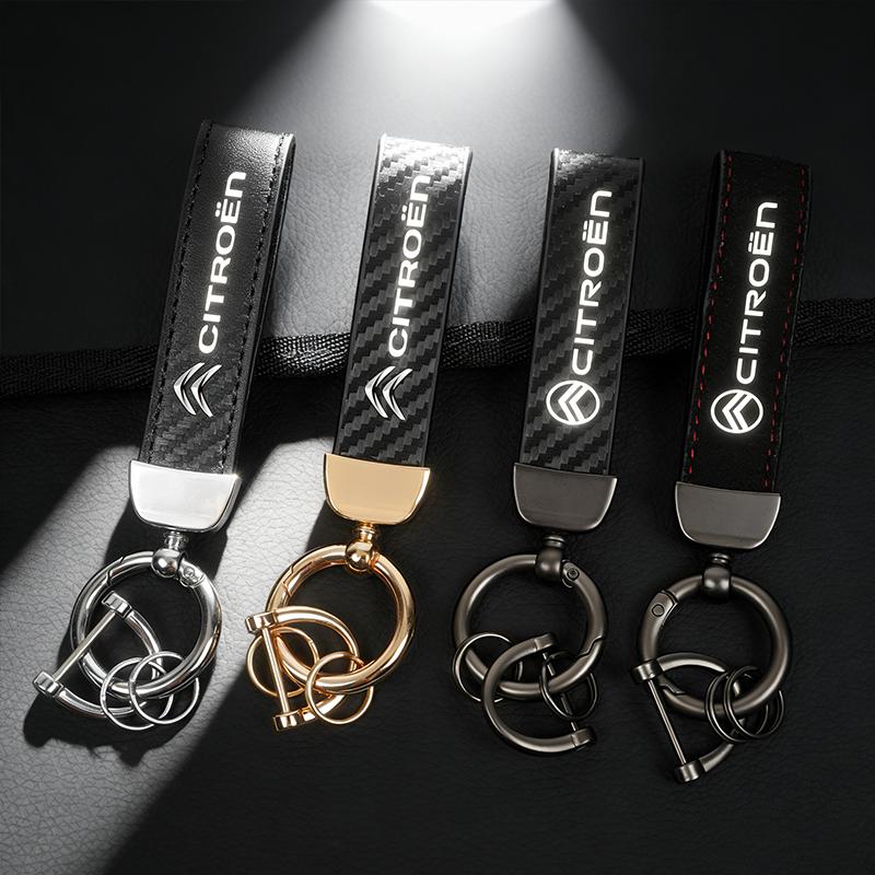 1Pcs Car Emblem Keychain Metal Leather Key Ring Accessories For Citroen C1 DS3 C2 C3 Vts C4 Saxo C4L C5 C6 C8 Xsara C3-XR