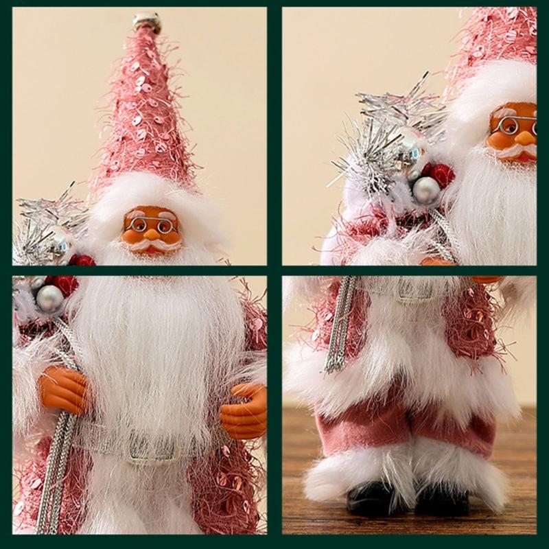 Christmas Festives Santa Ornament 11Inch Fabric Figurine Holiday Decoration For Indoor Photography And Party Themes