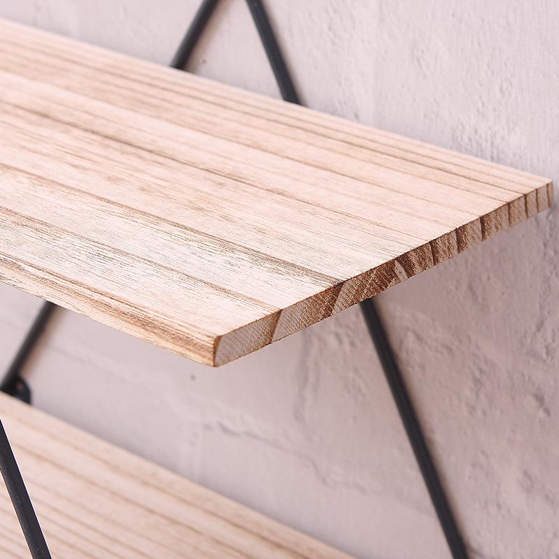 Diamant Schmiedeeisen und Holz Wandregal - Retro Massivholz Wandmontiert Kreative Trennwand