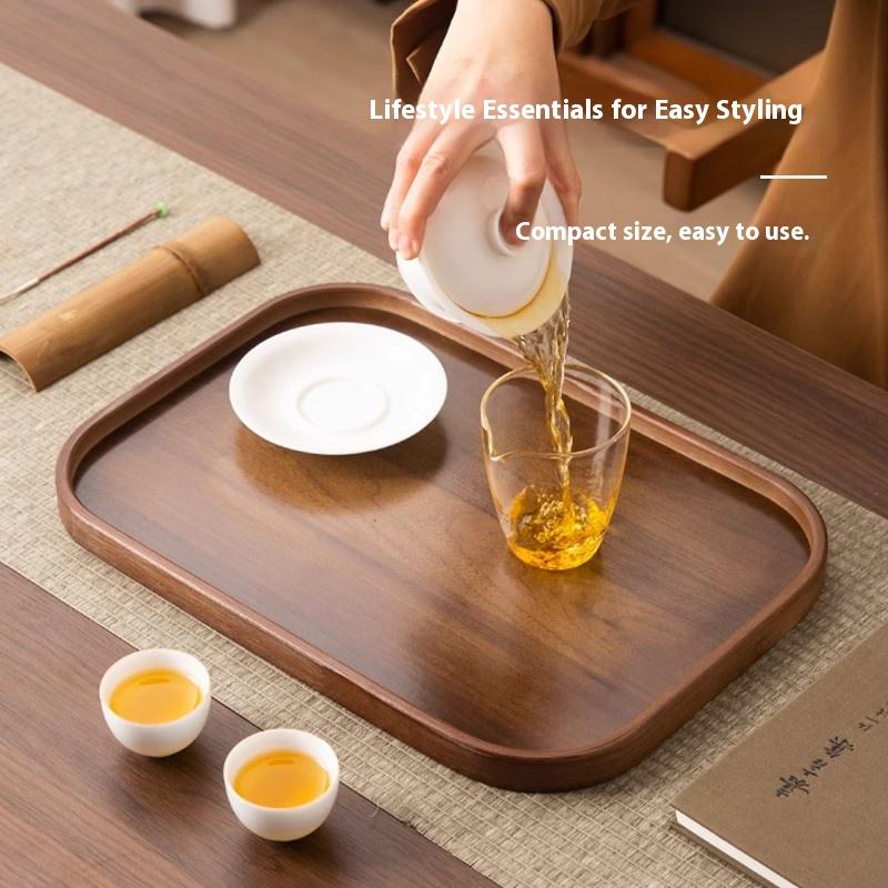Gianxi Japanese Bamboo Household Tray Rectangular Hotel Solid Wood Dinner Plate Afternoon Tea Dessert Dim Sum Plate Tea Tray