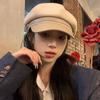 Autumn and winter octagonal hat woolen female painter duck tongue versatile face small tide high-end hat