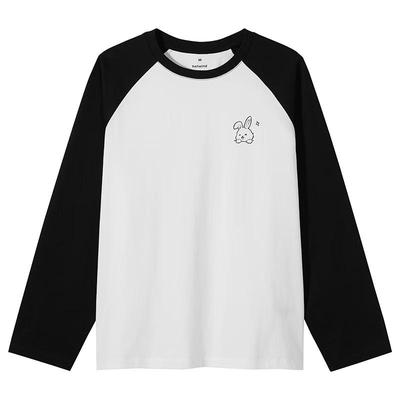 Hotwind Damen Raglanärmel Color Block T-Shirt mit Hasenmuster