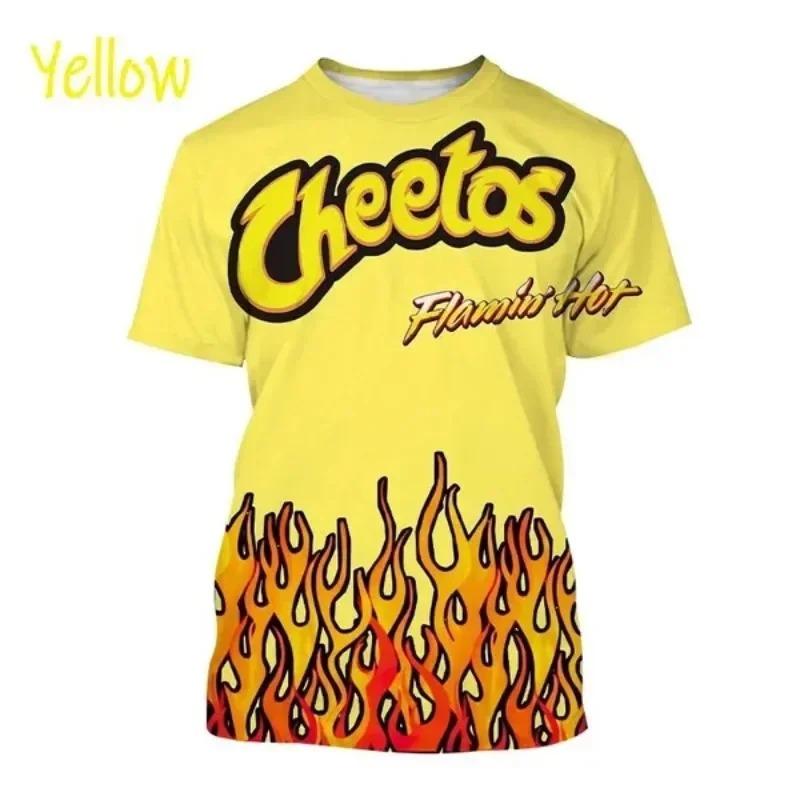 Top Y2k Cheetos Croccanti Stampa 3D T-shirt Moda Girocollo Hip Hop Cool