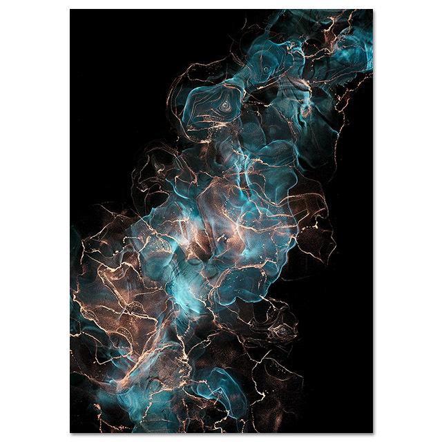 Modern Abstract Painting Gold and Black Canvas Picture for Living Room Frameless Prints for Room Design Wall Art Posters No Frame