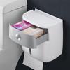 Soporte de pañuelos para el baño, caja de papel higiénico montada en la pared, estante de almacenamiento de papel en rollo impermeable, estante organizador de doble capa con cajón